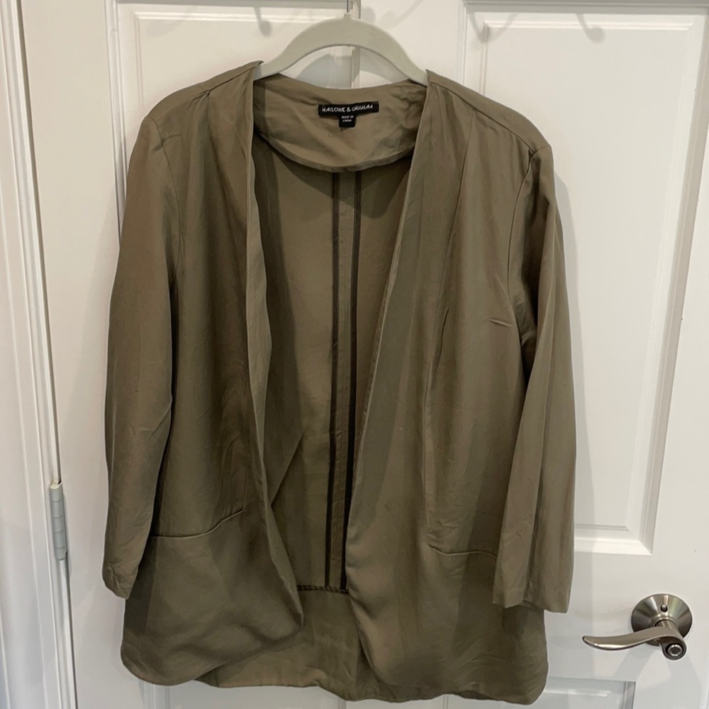 Harlowe & Graham Olive Drape Blazer M
